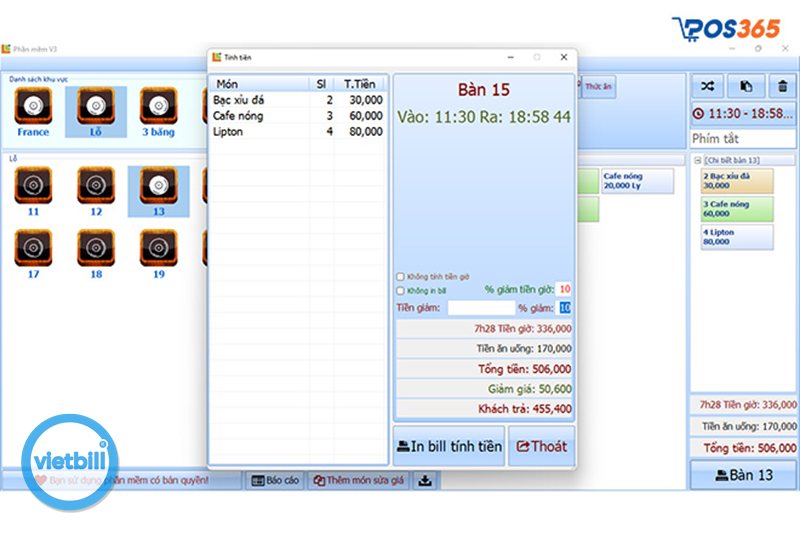 Phần mềm tính tiền quán bia - Từ nhận bàn đến chốt ca