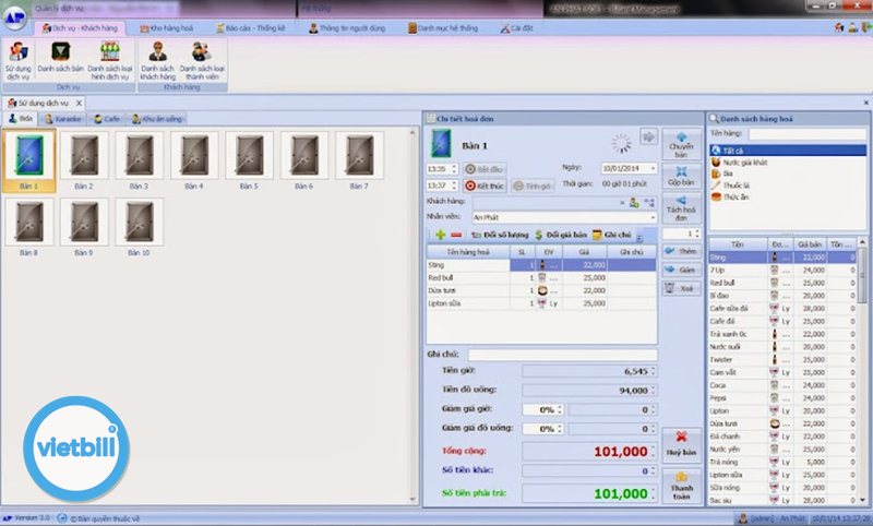 Phần mềm tính tiền bida free - Quy trình bán hàng nhanh, ít sai sót