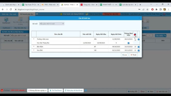 Gokids phần mềm giáo dục - Thực đơn, thông báo và báo cáo phụ huynh